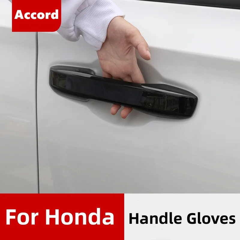 

Протектор ручки автомобиля для Honda Accord 11th 2022-2023, декоративное покрытие для дверной ручки, черное углеродное волокно, узор, Внешние детали