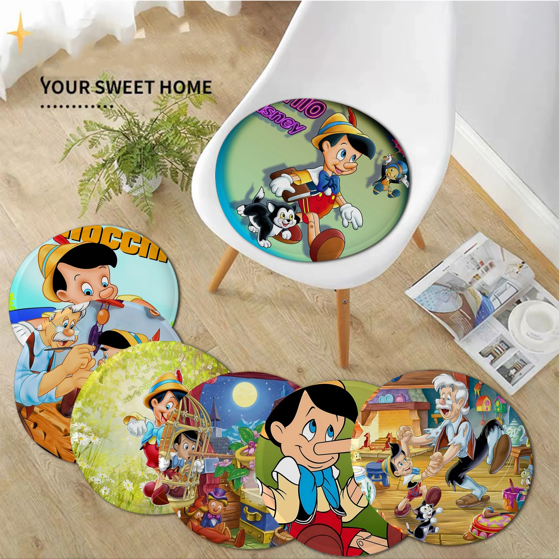 

Disney Pinocchio Art Chair Mat Soft Pad Seat Cushion For Dining Patio Home Office Indoor Outdoor Garden Buttocks Pad