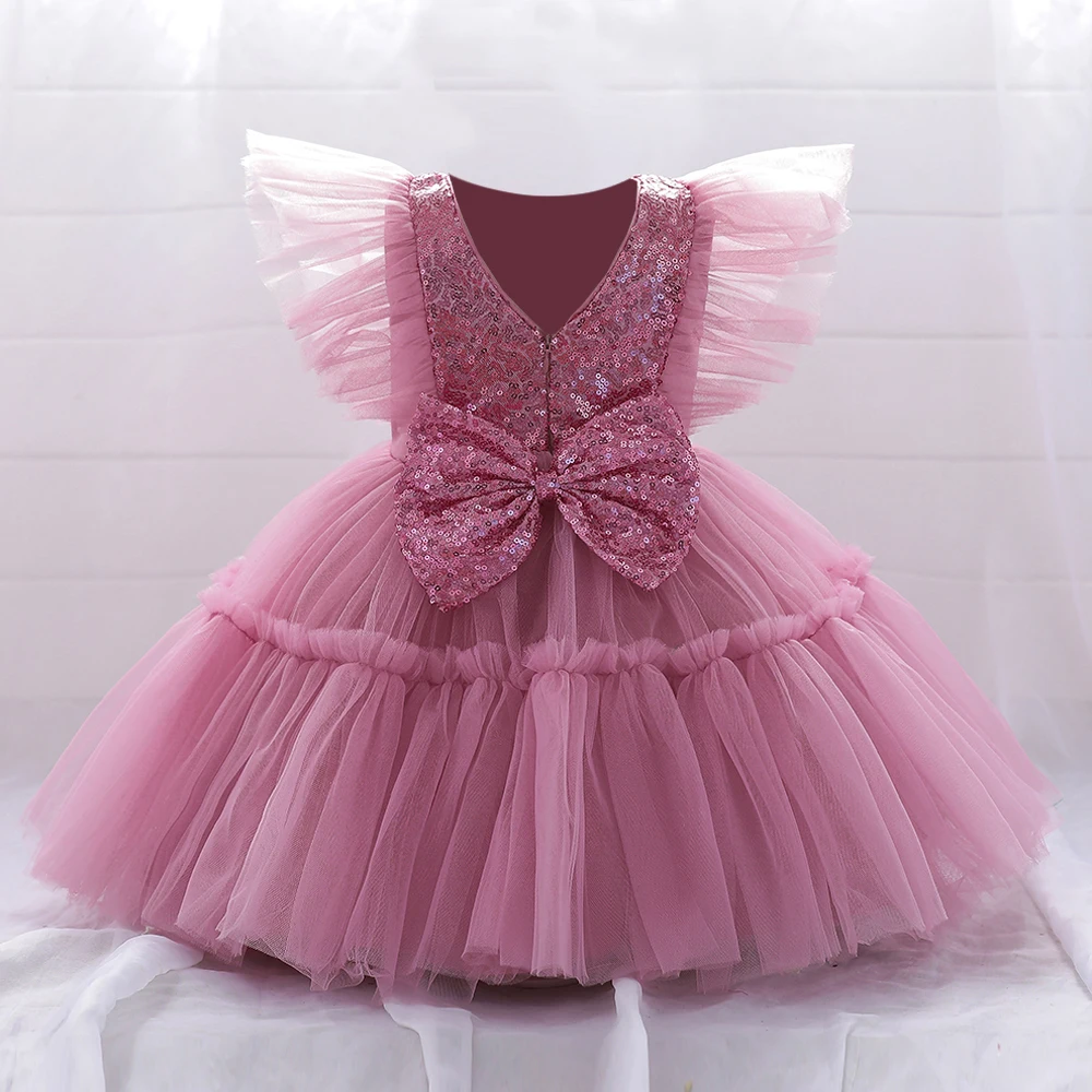 

Baby Girl Clothes Sequin Baptism Princess Toddler 1st Birthday Pink Dress For Tutu Party Costume 0-5 Year Christening Vestidos