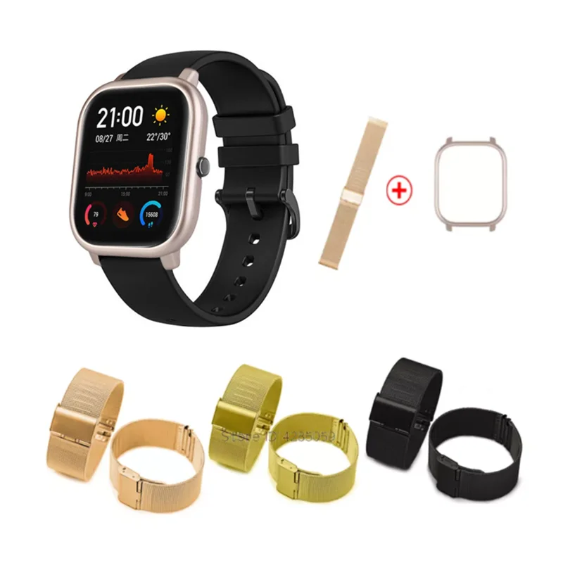 

Metal Watchband Plastic Protective Case Cover Shell For Xiaomi Amazfit GTS / Bip Lite / Bip Youth Watch Wrist Strap Bracelet