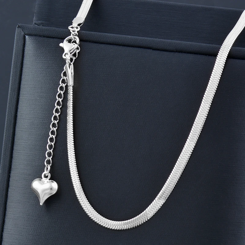 

KIOOZOL Trend Heart Pendants Stainless Steel Necklace For Women jewelry 2022 Rose Gold Silver Color Choker Chain jewelry 280 KO2