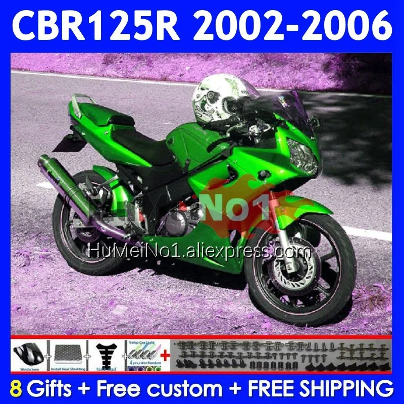 +Бак для HONDA CBR125R CBR-125R 02 03 2004 2005 Глянцевый зеленый 2006 12No.168 CBR125 CBR 125CC 125 125R 2002 2003 04 05 06