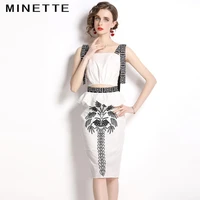 summer 2022 new temperament small suspender jacket overskirt fashion embroidery suit two piece summer