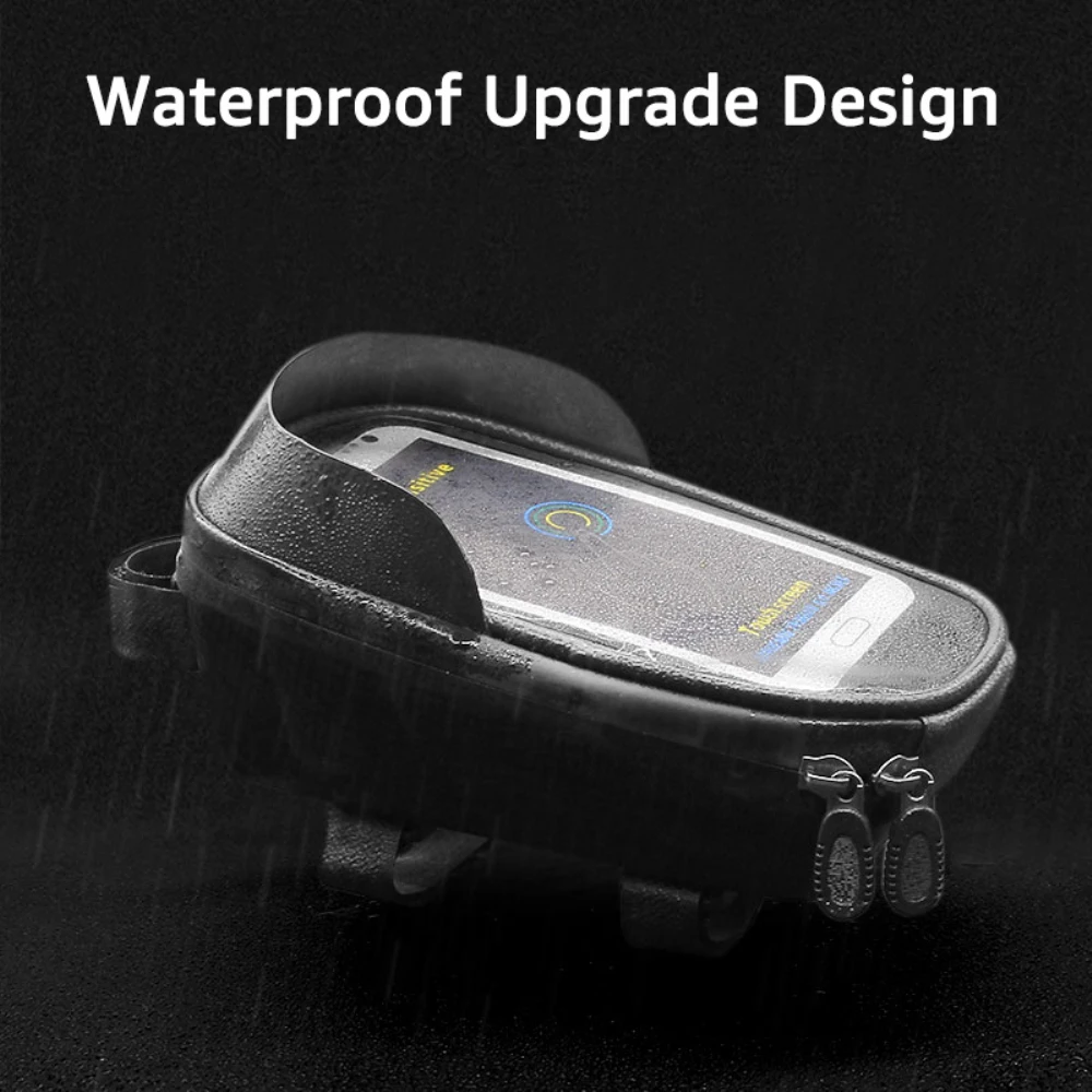

Sensitive Touch Screen Bicycle Bag Pressure Damping Black Cycling Bag Rubber Waterproof Zipper Pvc Rainproof Hard Shell Bag
