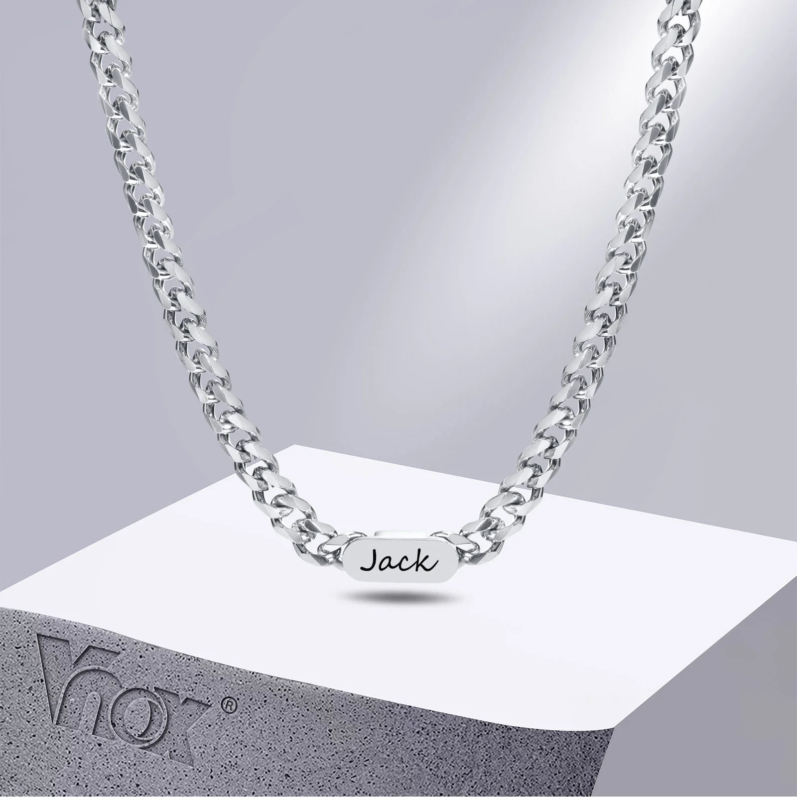 

Vnox Free Custom Name Initial Info Cuban Chain Necklaces for Men Women, Stainless Steel Curb Link Choker Collar Unisex Jewelry