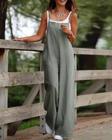 women jumpsuit elegant casual loose suspender jumpsuit solid overalls wide leg cropped long pants beach female outfits new 2022