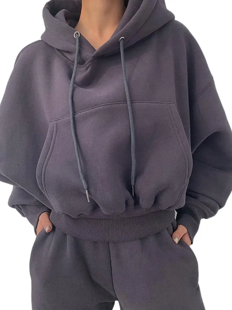 Костюм спортивный женский из 2 предметов однотонный Повседневный флисовый