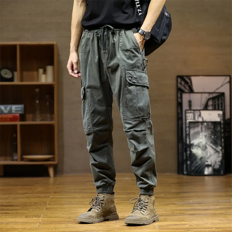

Men Cotton Cargo Pants 2022 Mens Hip Hop Streetwear Jogger Pant Male Harem Trousers Multi-Pocket Casual Tactical Sweatpants