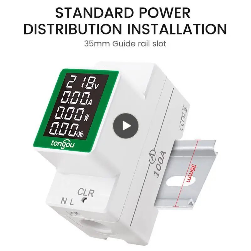

Universal Din Rail Wattmeter Ac 50-300v Power Meter Practical Durable Ammeter Voltmeter Portable 50v Current Monitor Amp Power