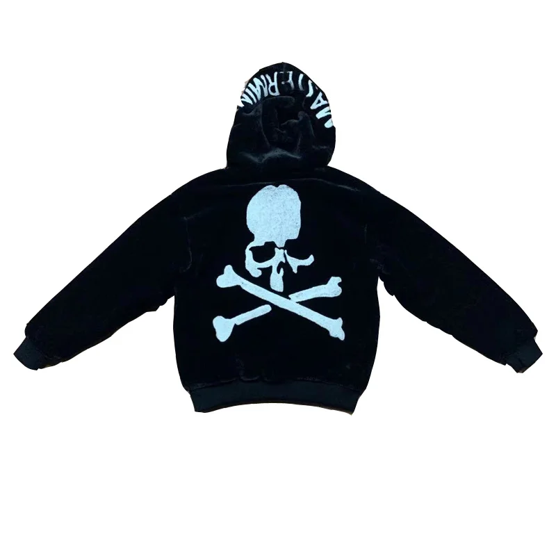 Зима 2022 новый кардиган MMJ с капюшоном из норки плюшевая вышивка череп мужские и