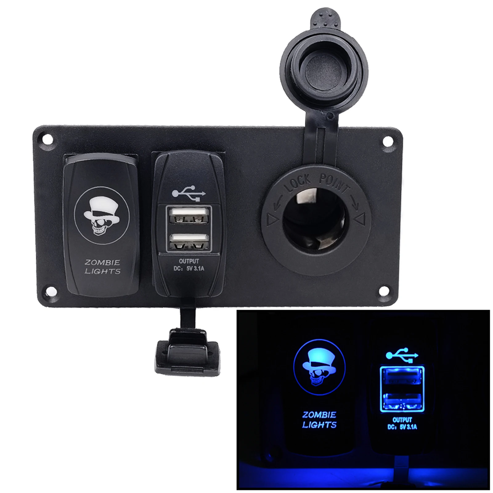 

Car and Yacht Special Switch Panel 12-24V Car USB Charger Car Cigarette Lighter Modification Accessories