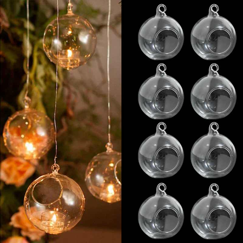 Crystal Glass Hanging Candle Holder Romantic Wedding Home Va