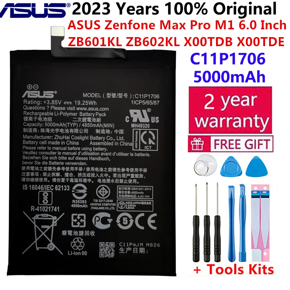 Оригинальный аккумулятор для ASUS C11P1706, для Asus ZB601KL, ZB602KL, X00TDB, X00TDE, 4850 мАч + Бесплатные инструменты