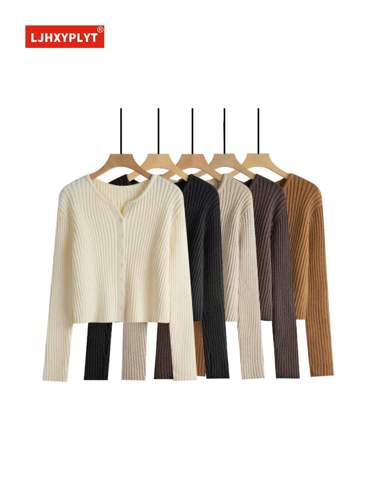 

V Neck Single Breasted Thin Knitted Sweater Women's Spring Autumn Design Vertical Stripes Plain Long Sleeve Knit Cardigan Female