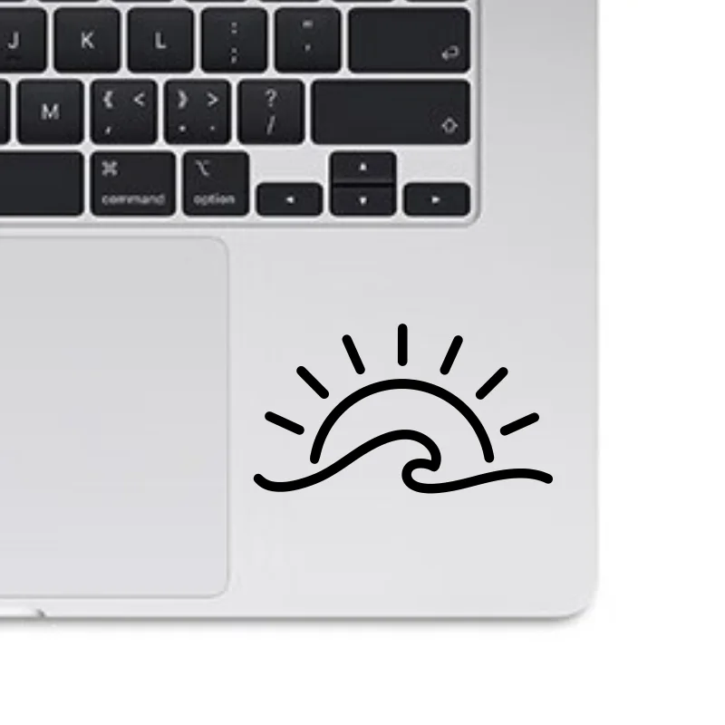 Виниловая наклейка на ноутбук с изображением заката волны солнечного света