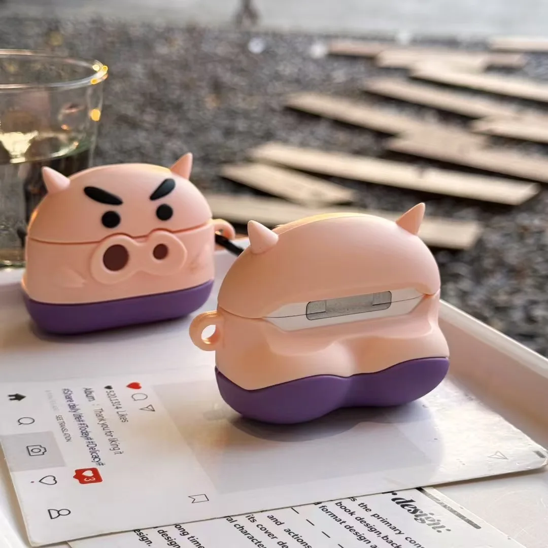 Фото Чехол для Airpods Pro 3, силиконовый защитный чехол для наушников 3D Buriburizaemon Pig для Airpods Pro 2/Airpods 4 3 2 1, детский чехол №3