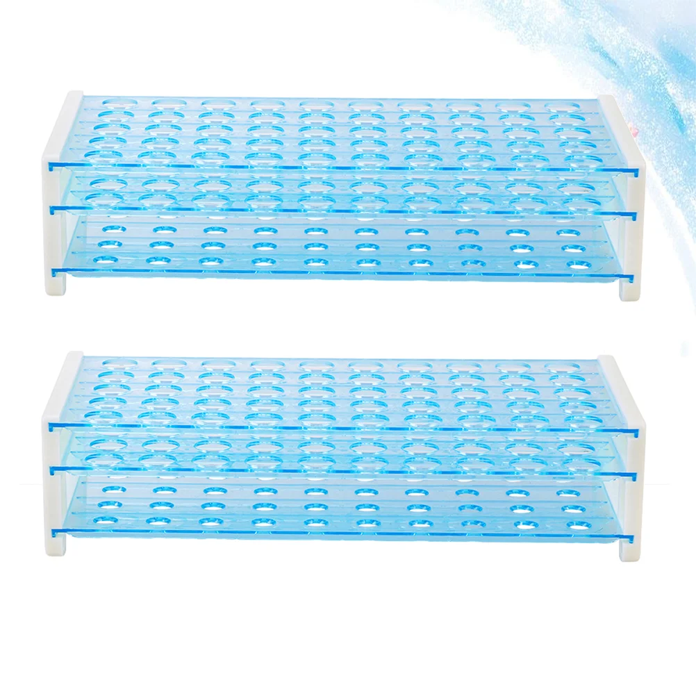 

2PCS Plastic 3 Layers 15mm Test Tube Rack Holder Detachable 50 Vents Pipe Stand School Laboratory Supplies (Blue) Support