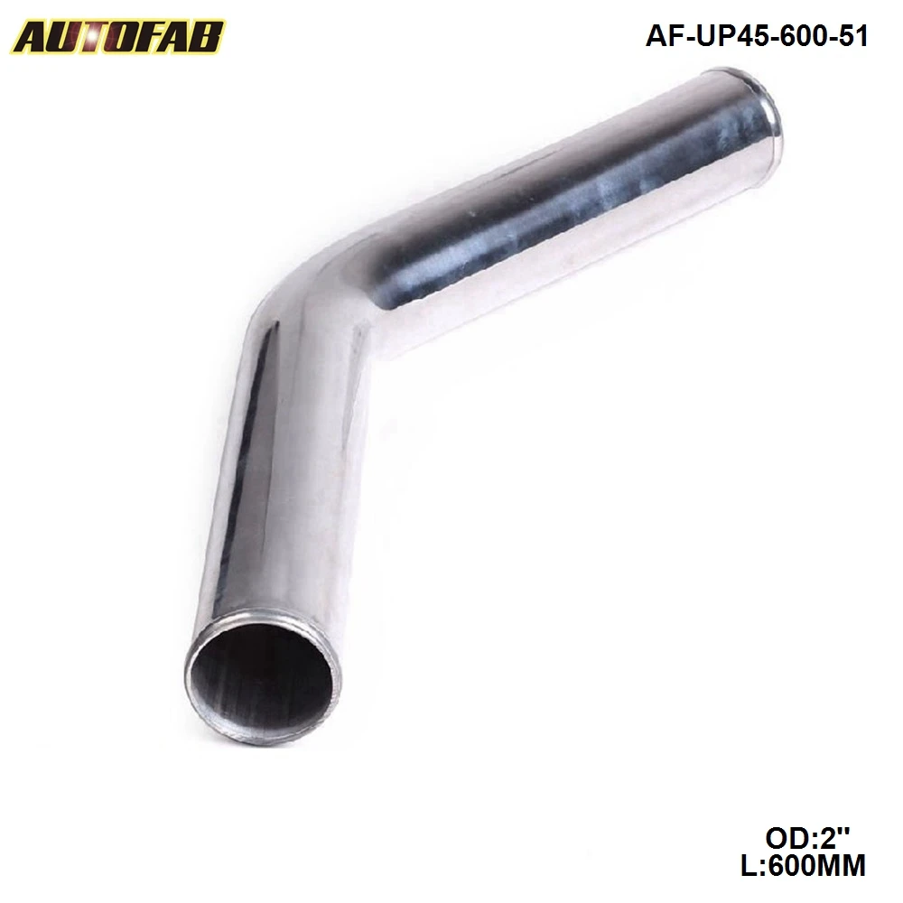 

51mm 2"Aluminum Exhaust/Downpipe/Intercooler DIY Piping Pipe 45 Degree L: 600 mm For Honda Civic 2/3/4Dr 96-98 AF-UP45-600-51