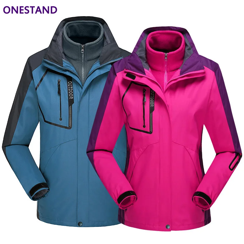 

ONESTAND Men's Four Seasons Outdoor Mountaineering Travel Jacket Men Ski Two-Piece Warm Parka Casual Hooded Waterproof Removable