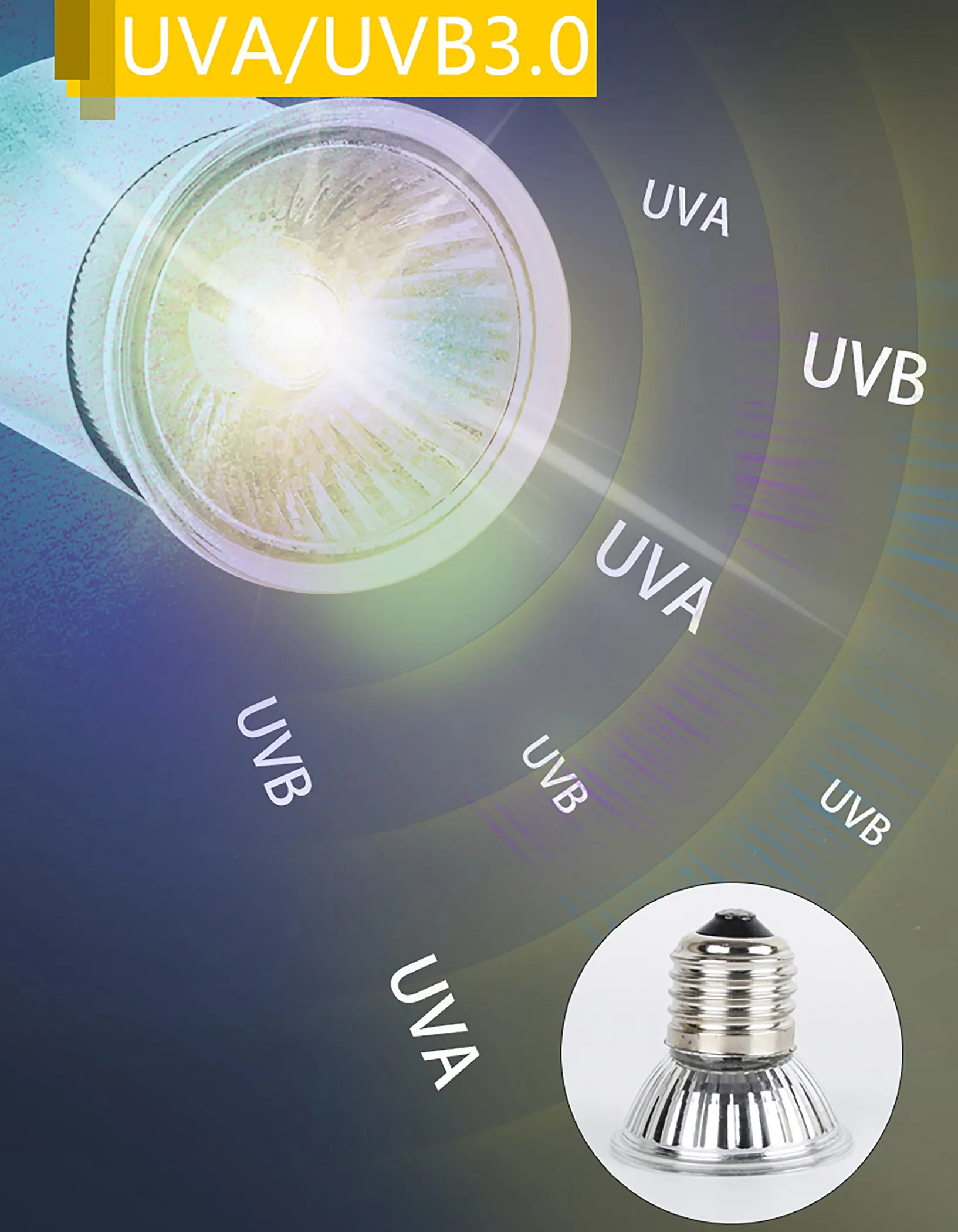 Лампа Sun Heat для рептилий 220 В используемая на цоколе E27 UVA/UVB (не входит в комплект) |