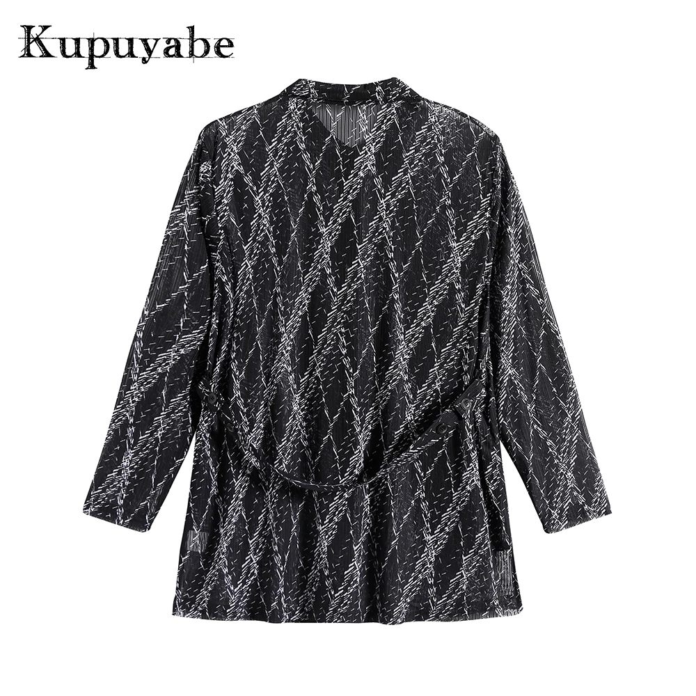 KUPUYABE женская рубашка больших размеров из полиэстера с пуговицами, повседневная рубашка с длинным рукавом и лацканами, женская шифоновая ру... от AliExpress RU&CIS NEW