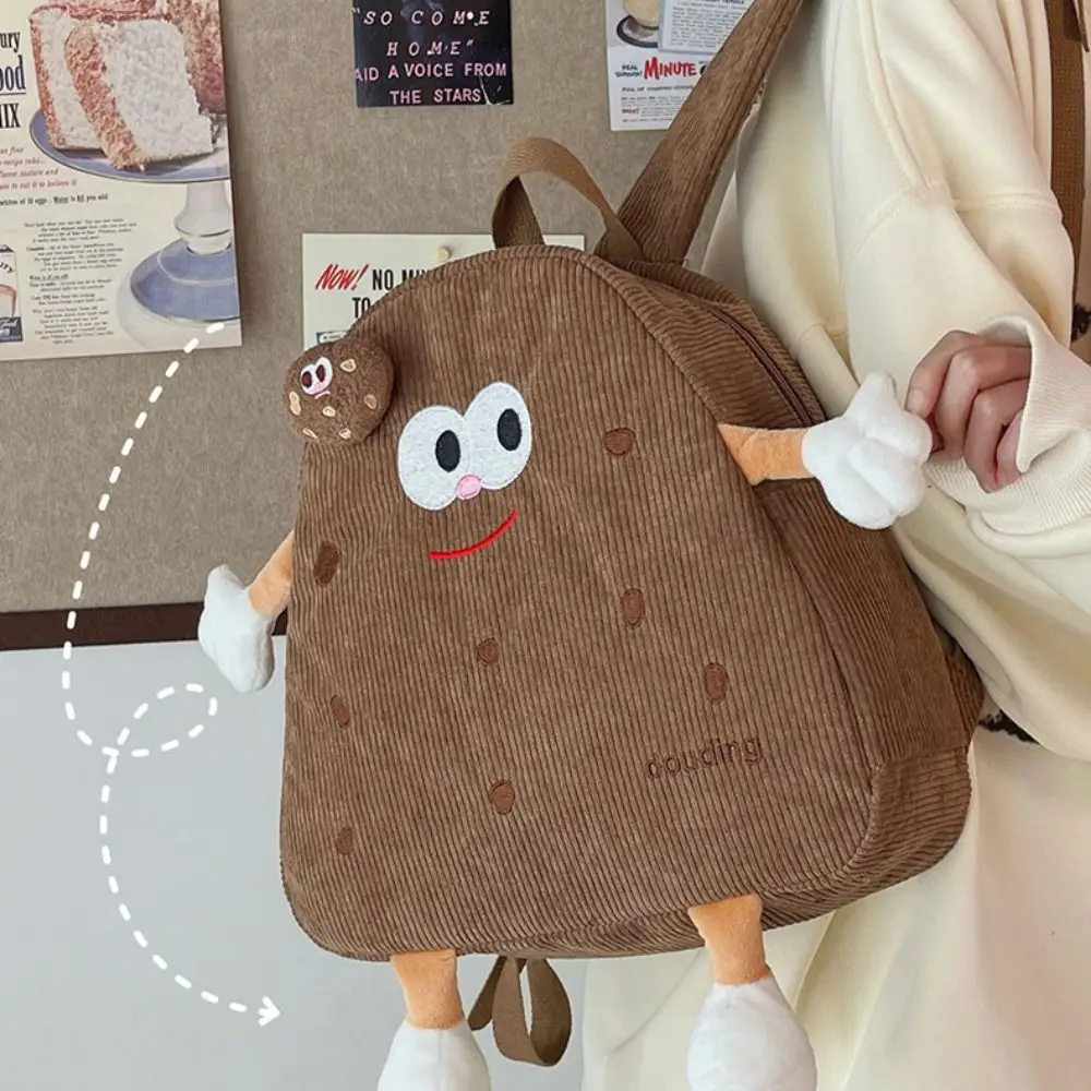 Вельветовый рюкзак с печеньем сумка на плечо молнией и