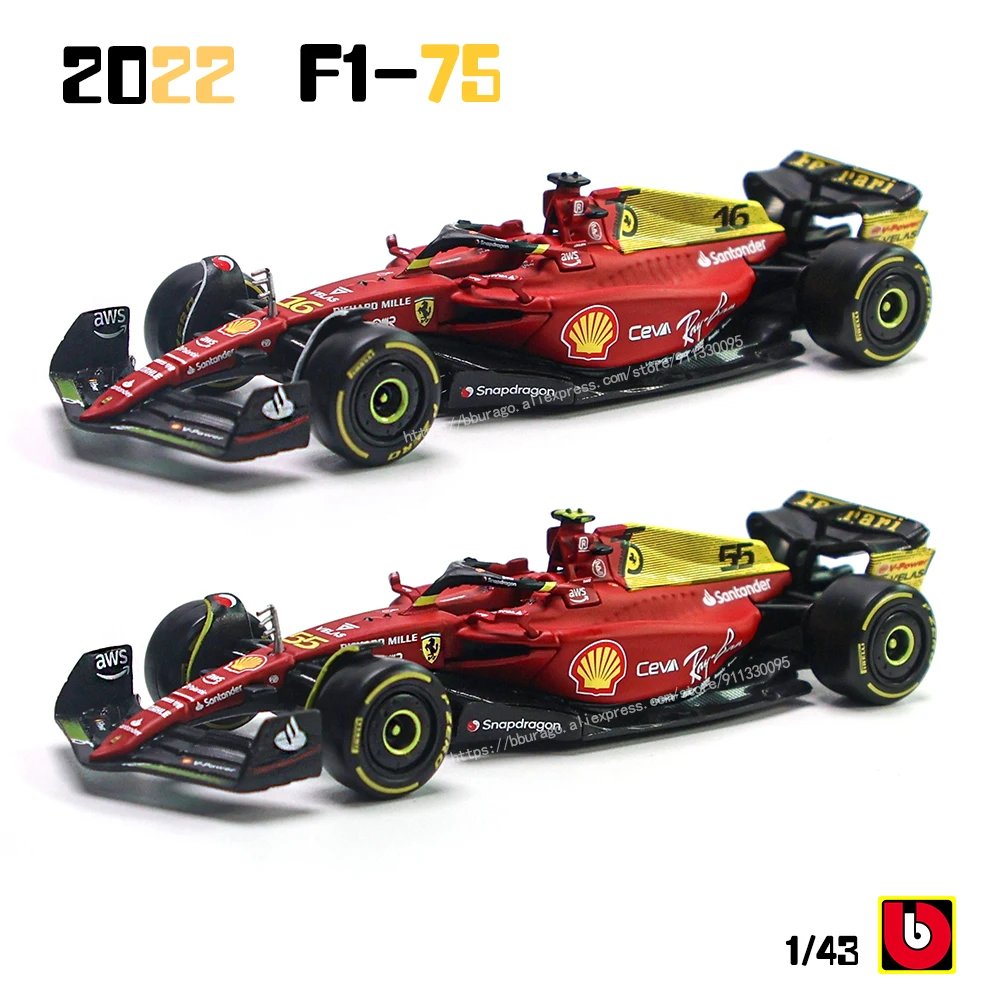Bburago 1:43 75º aniversário Leclerc 2022 F1 modelo