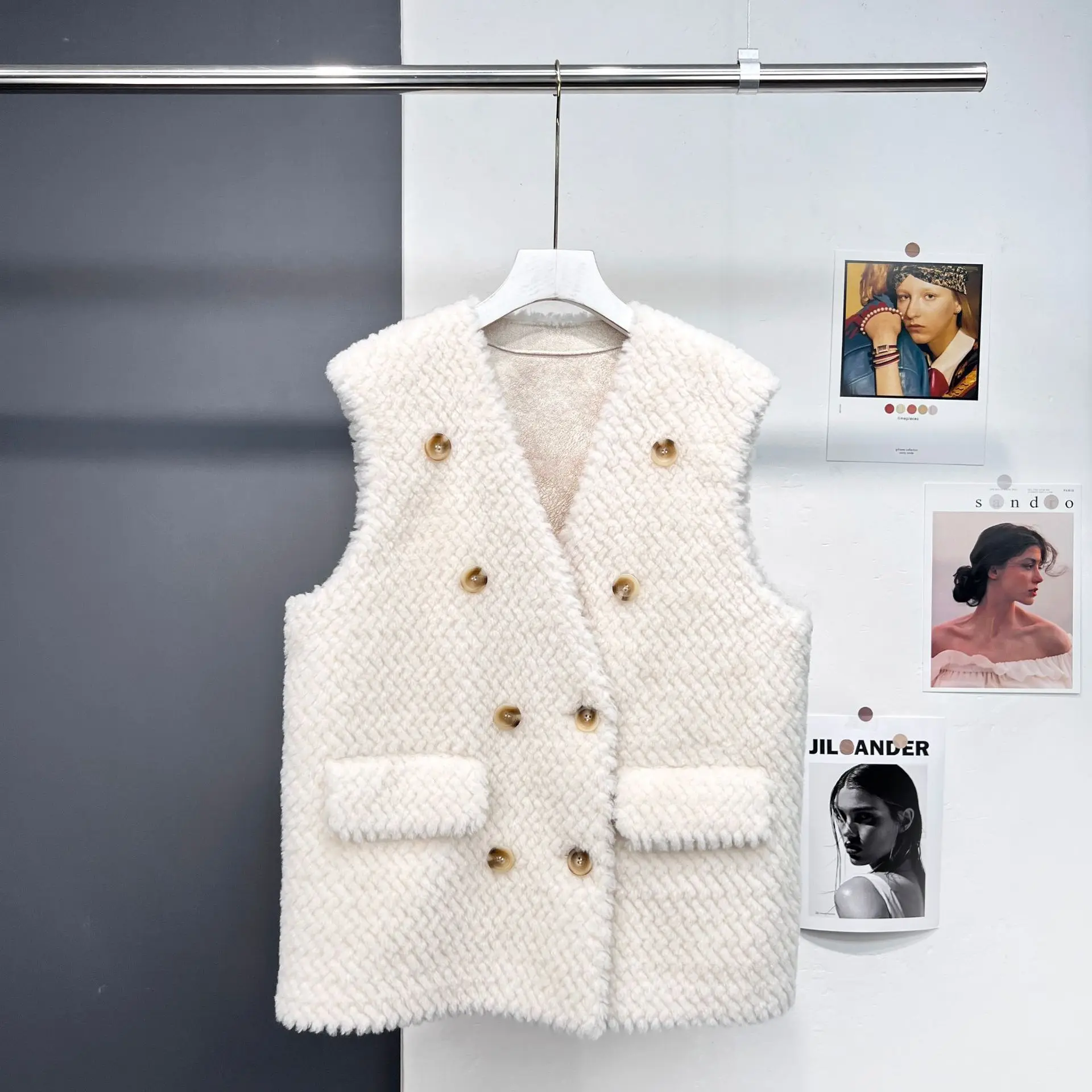 Новый австралийский шерстяной жилет в гранулах Женская майка с двойным рядом