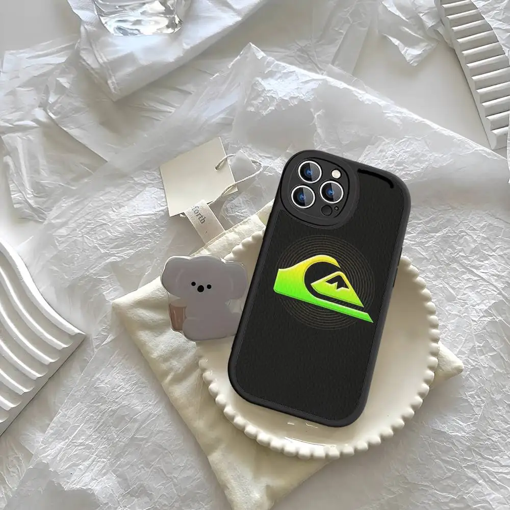 Фото Чехол для телефона Q-QuiksilverS LOGO для IPhone 16 15 14 13 12 11 Pro Max Plus, кожаный мягкий чехол №3