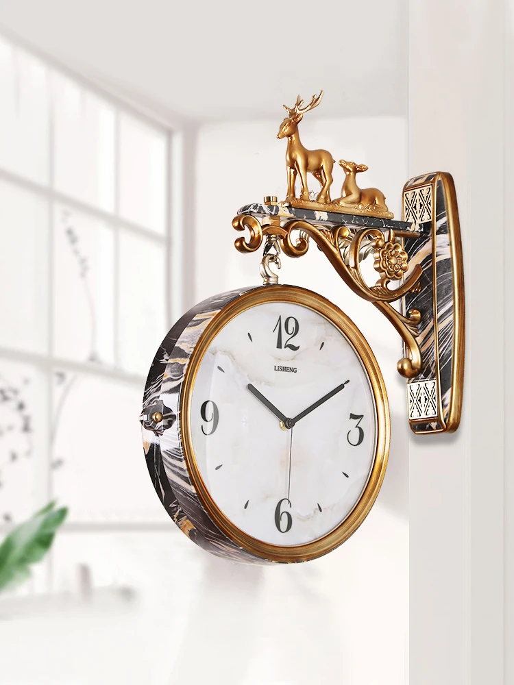 

Rame Craft Wall Clock Nordic Design Funky Digital Deer Wall Clock Round Battery Quiet Horloge Murale House Accessories OC0GZ