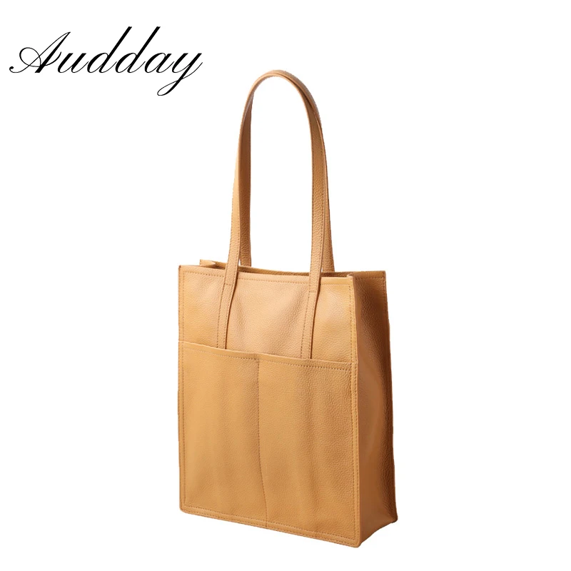 2023 Cowhide Tote Bag for Women Luxury High Quality Genuine Leather Handbag Large Capacity Female Commute Shopping Shoulder Bags