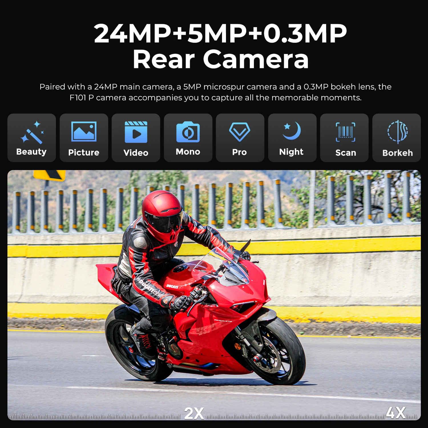Фото FOSSiBOT F101P Водонепроницаемый прочный смартфон Android 13 Восьмиядерный 4 ГБ + 64 ГБ 5,45 дюйма 10600 мАч 18 Вт Быстрая зарядка 24 МП 4G Мобильный телефон №5