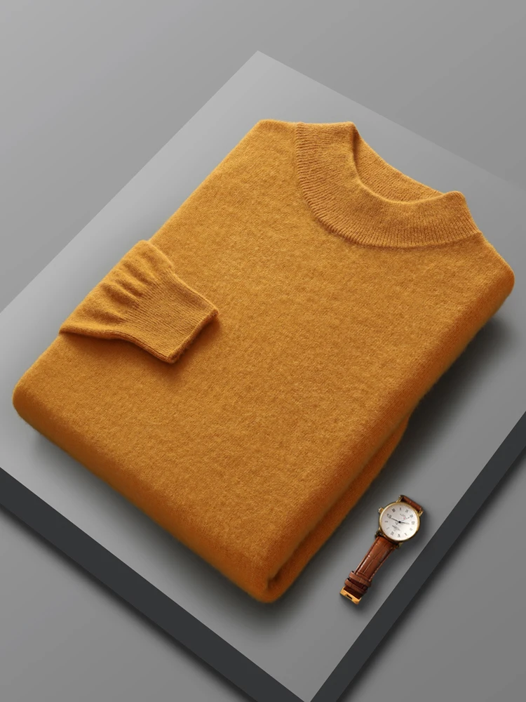 Осень-зима мужской свитер пуловер с длинным рукавом и воротником-стойкой 100%