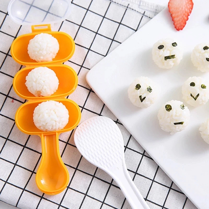 

Baby Rice Vegetable Ball Mold Cute Food Decoration Kids Lunch Creativity DIY With Spoon Sushi Onigiri Maker Moulds Kitchen Tools