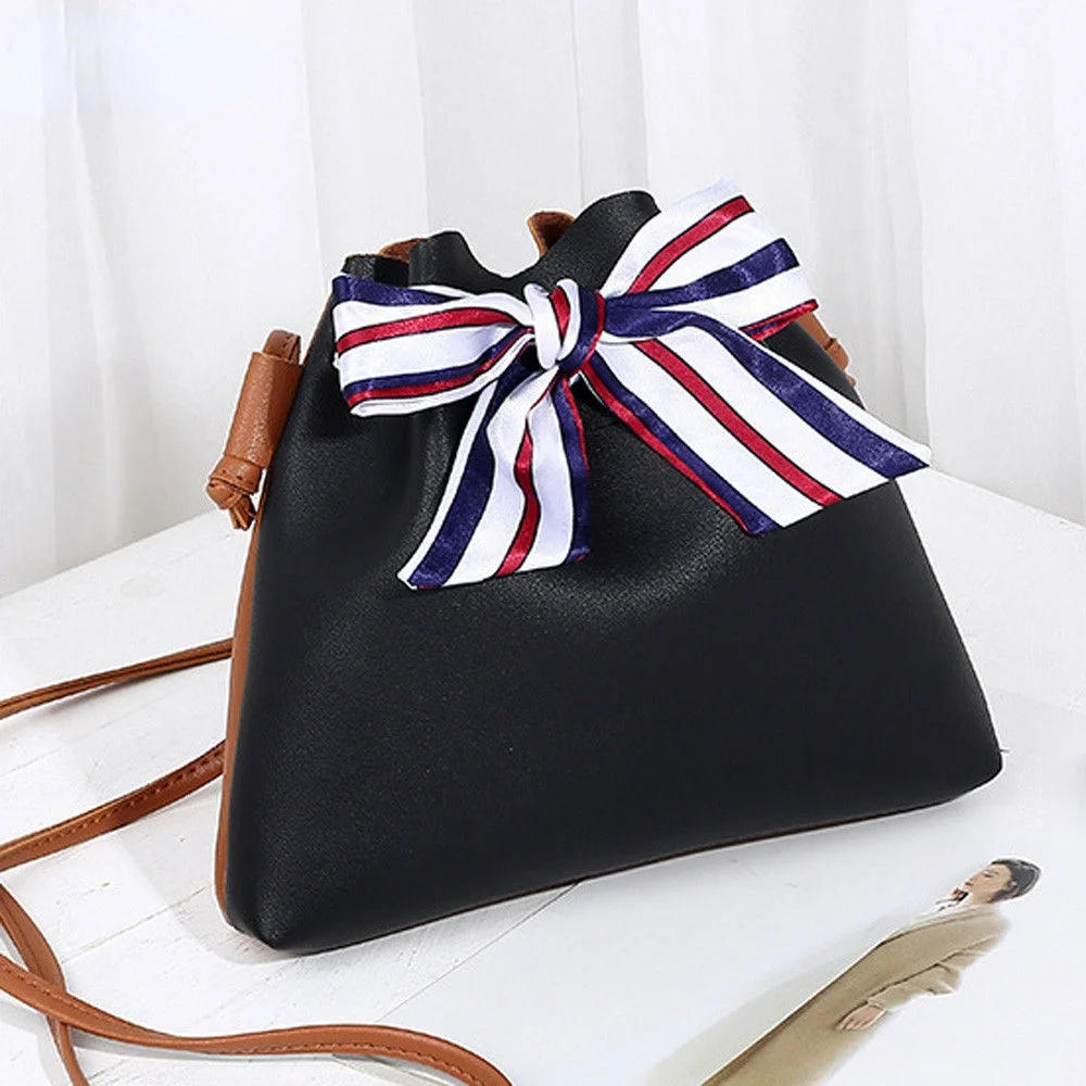 

Leather Fashion Women Bowknot Bucket Bag 2021 New Design Ladies Women's Purses and Hand Bags Crossbody Bags for Women