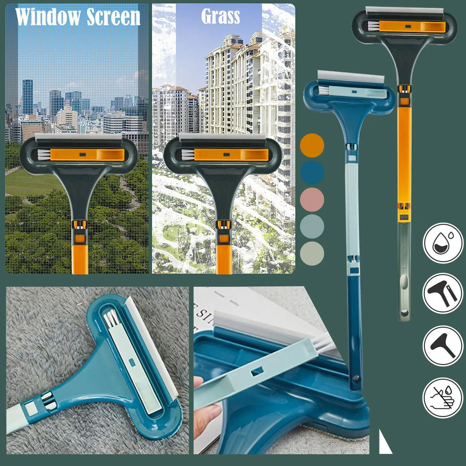 

2 In1 Mesh Screen Cleaner Window Washing Brush Double Side Wet And Dry Window Cleaner Retractable Mesh Cleaner Household Product