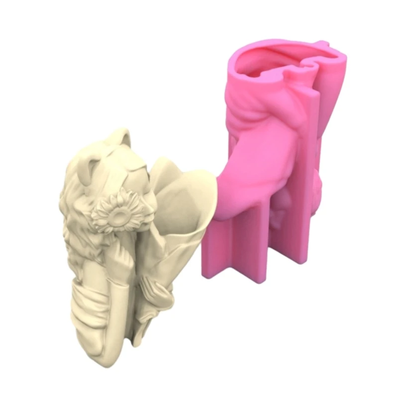 Силиконовая форма для цветочного горшка геометрическая девушка с цветами