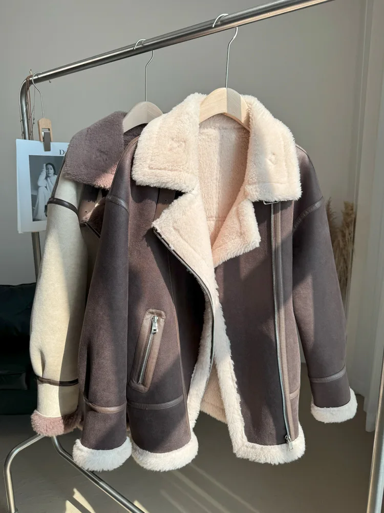 Женское меховое интегрированное замшевое пальто зимняя новая теплая куртка из