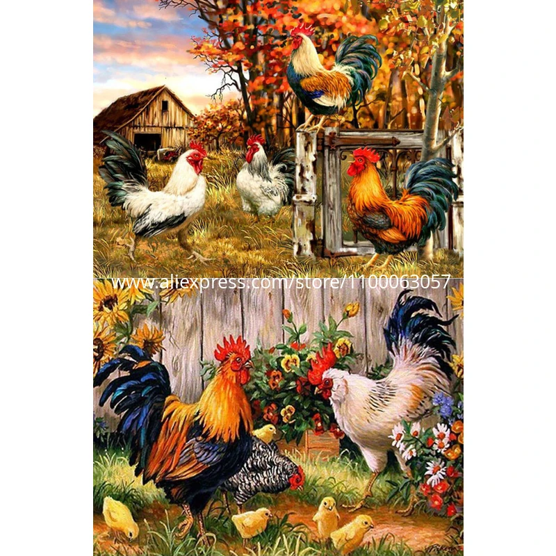 Алмазная живопись с животными ROAMILY изящная 5D круглая вышивка курица мозаика