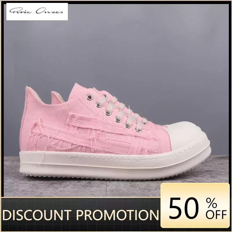 

High Street Rric Casual Shoes Pink Rags Patched Sneaker Fabric Owens Shoes Women's Casual Shoes Men's Shoes