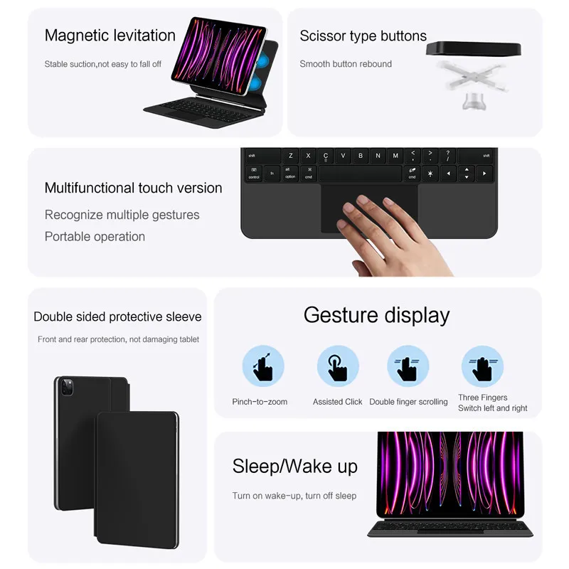 Для Xiaomi Pad 6S Pro 12 4 дюймов 6 11 2023 5 клавиатура магнитная плавающая подставка