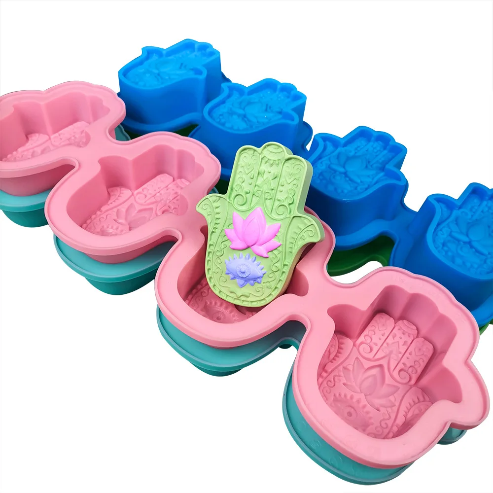 

Lotus Bergamot Flower Handmade Soap Silicone Mold DIY Hand of Fatima Cake Mould Candle Crystal Epoxy Mold Cake Decoration