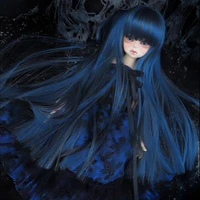 bjd wig for 13 14 seductie blue black long wig doll hair 22 23cm 18 18 5cm bjd sd msd dollfie doll