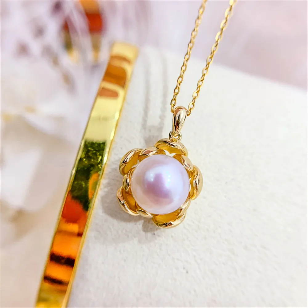 

DIY pearl accessories S925 sterling silver pendant empty hold flower concealer necklace pendant for women with 7-9mm beads