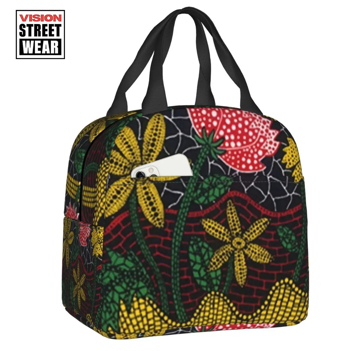

2023 New Yayoi Kusama Thermal Insulated Lunch Bag Plants In The Basket Portable Lunch Container Outdoor Multifunction Food Box