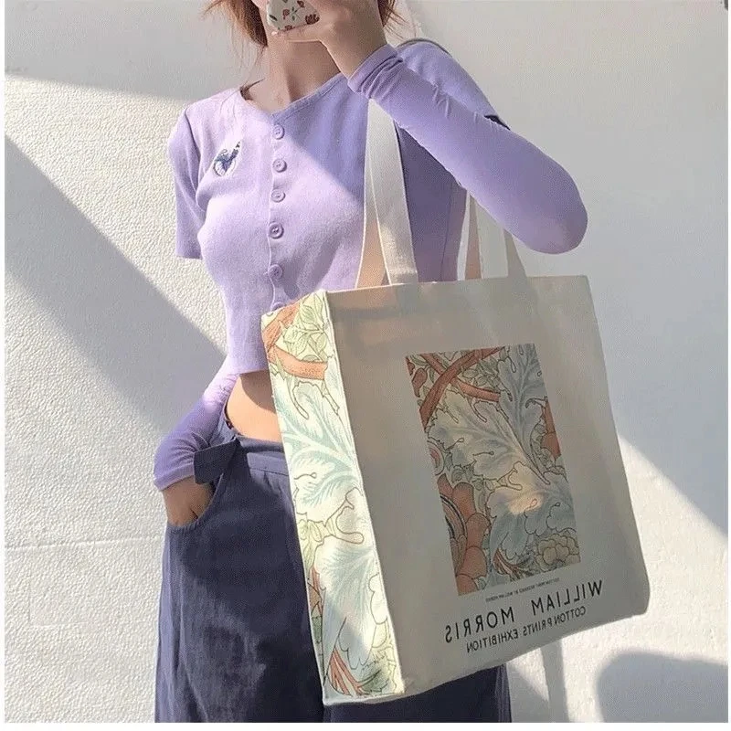 Женская Холщовая Сумка через плечо винтажная Сумка-тоут высокого качества с