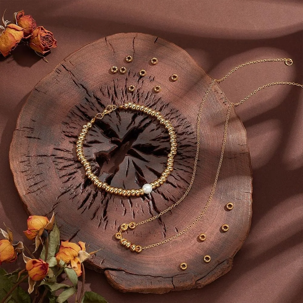 150 шт. 18-каратные золотые бусины-разделители 5 мм плоские круглые бусины Heishi Rondelle