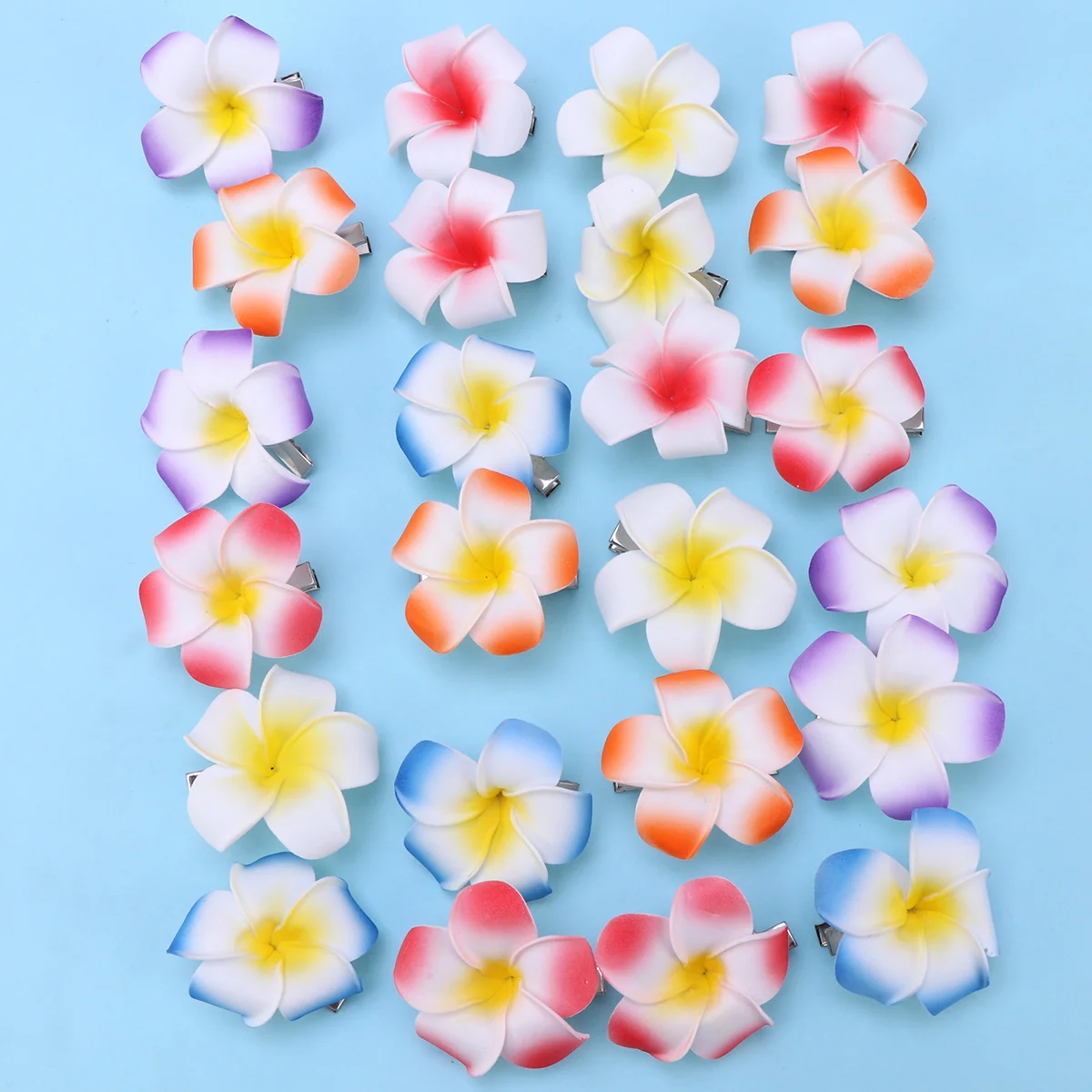 

24pcs Plumeria Flower Hair Clips Beach Flower Hair Clips for Women Beach Hair Decoration Plumeria Flower Heads