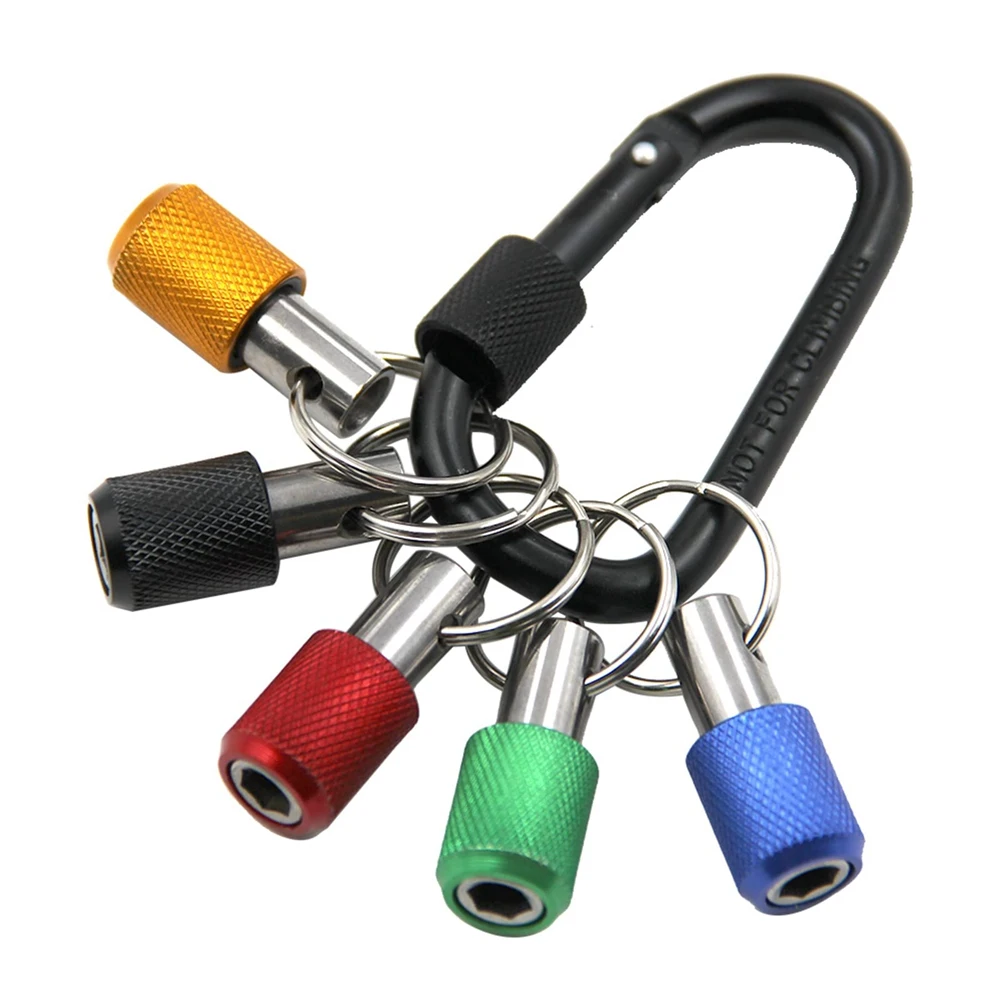 

1/4 inch Hex-Shank Screwdriver Bits Holder Practical Extension Bar Drill Screw Adapter Quick Release Carabiner Keychain