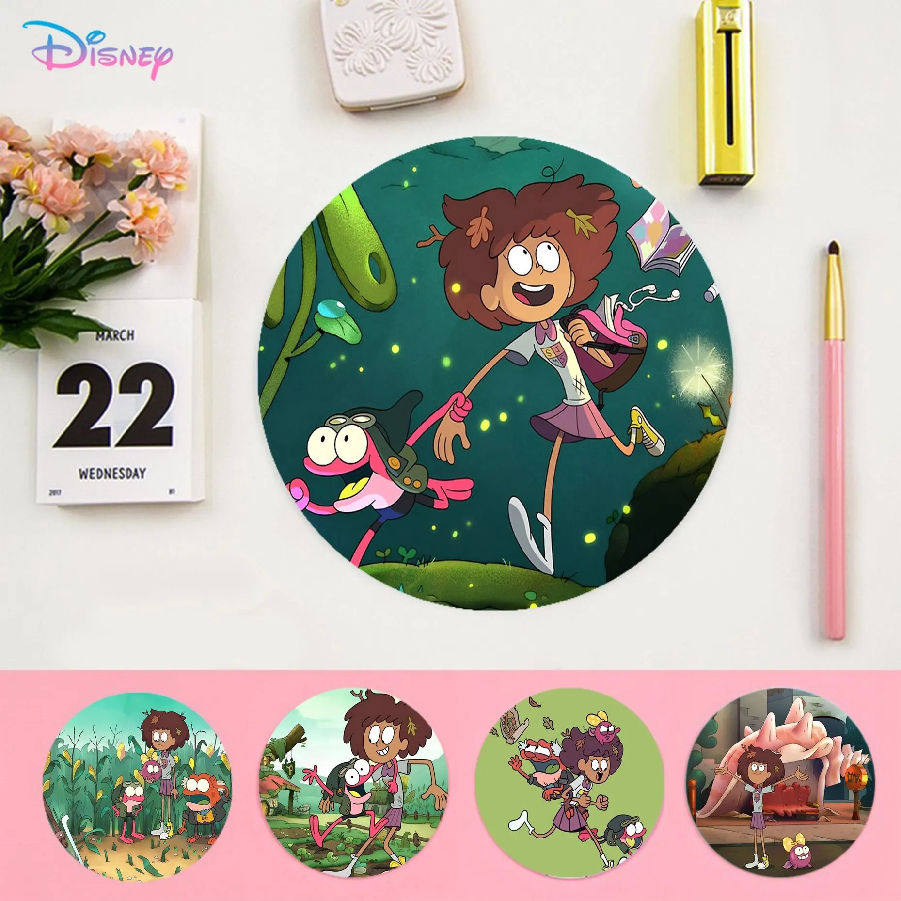 

Disney Cartoon Amphibia 22x22cm Round Keyboard Mat Table Mat Students Cabinet Gamer Desktop Mousepad Cup Mats For PC Desk Pad